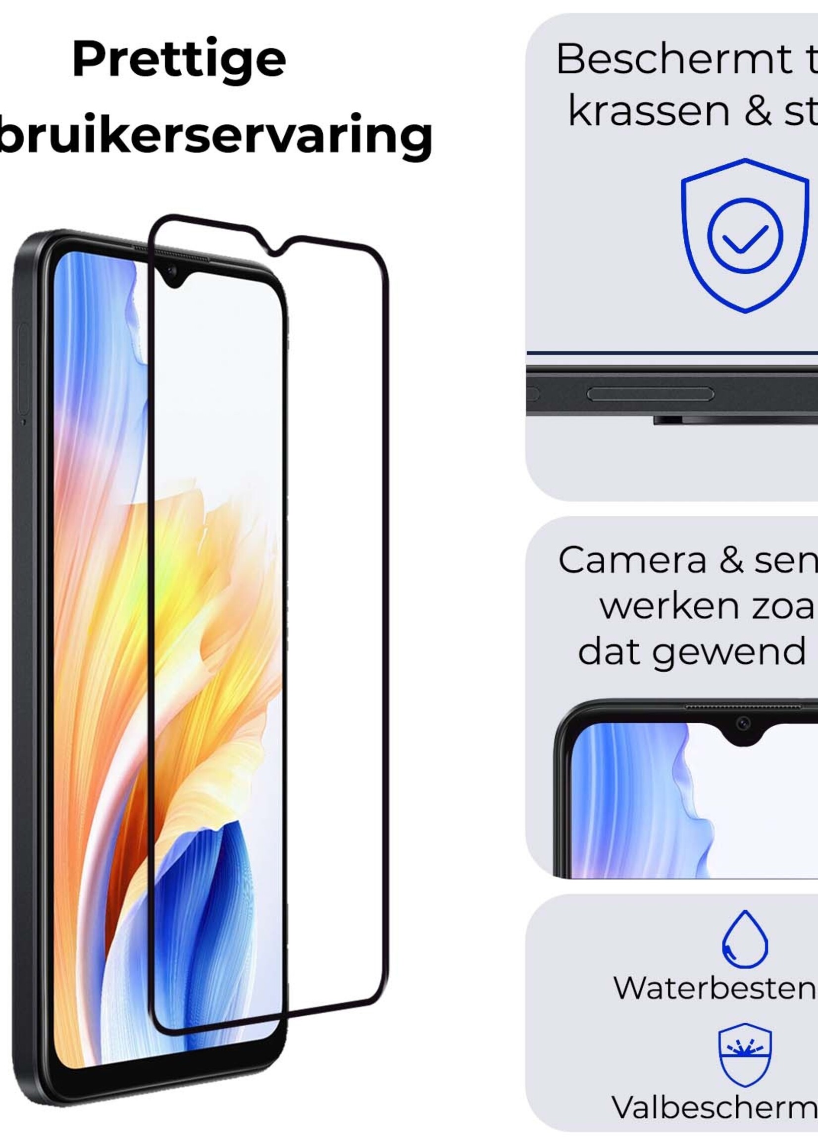 BTH Screenprotector Geschikt voor OPPO A38 Screenprotector Glas Gehard Tempered Glass Full Cover - Screenprotector Geschikt voor OPPO A38 Screen Protector Screen Cover - 3 PACK