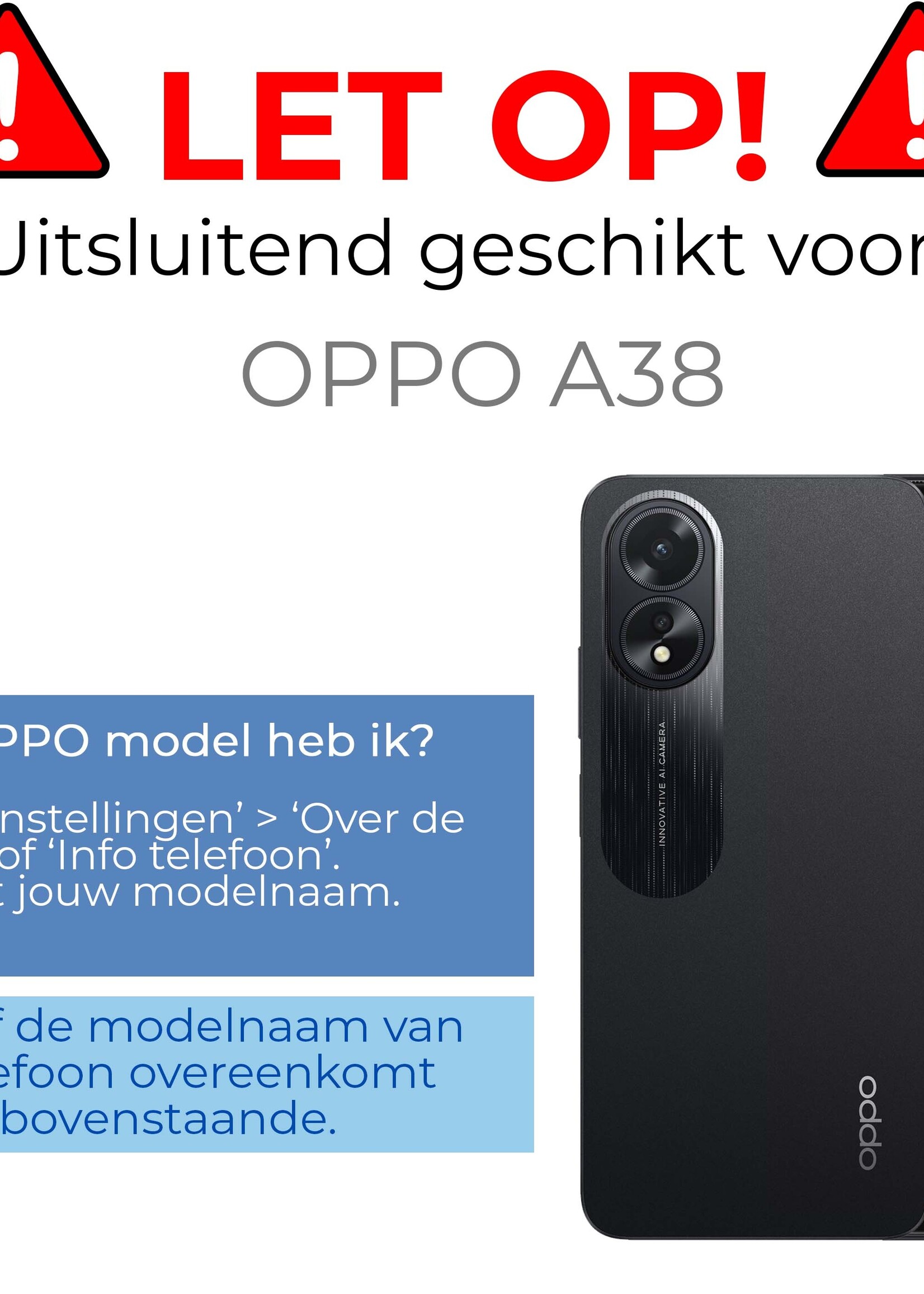 BTH Screenprotector Geschikt voor OPPO A38 Screenprotector Glas Gehard Tempered Glass Full Cover - Screenprotector Geschikt voor OPPO A38 Screen Protector Screen Cover - 3 PACK
