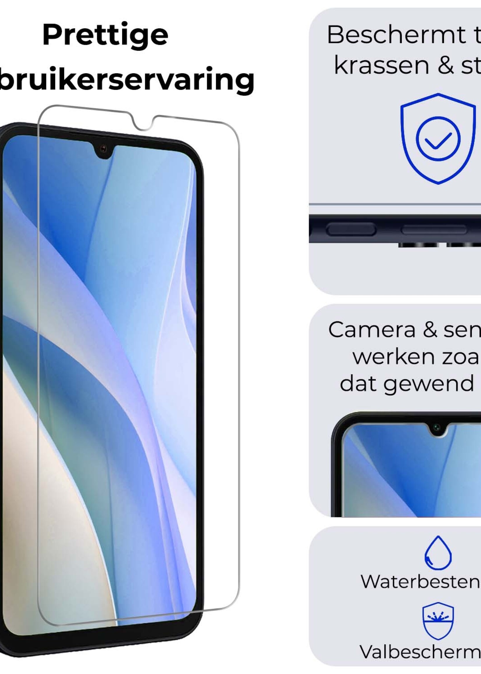 BTH Screenprotector Geschikt voor Samsung A15 Screenprotector Glas Gehard Tempered Glass - Screenprotector Geschikt voor Samsung Galaxy A15 Screen Protector Screen Cover - 2 PACK