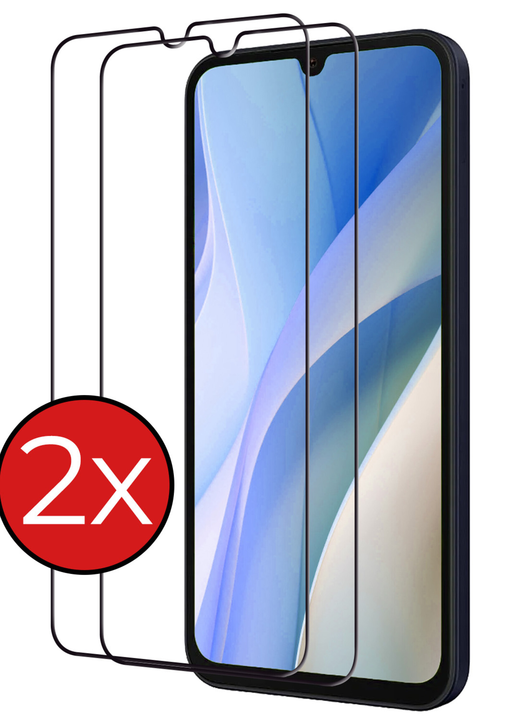 BTH Screenprotector Geschikt voor Samsung A15 Screenprotector Glas Gehard Tempered Glass Full Cover - Screenprotector Geschikt voor Samsung Galaxy A15 Screen Protector Screen Cover - 2 PACK