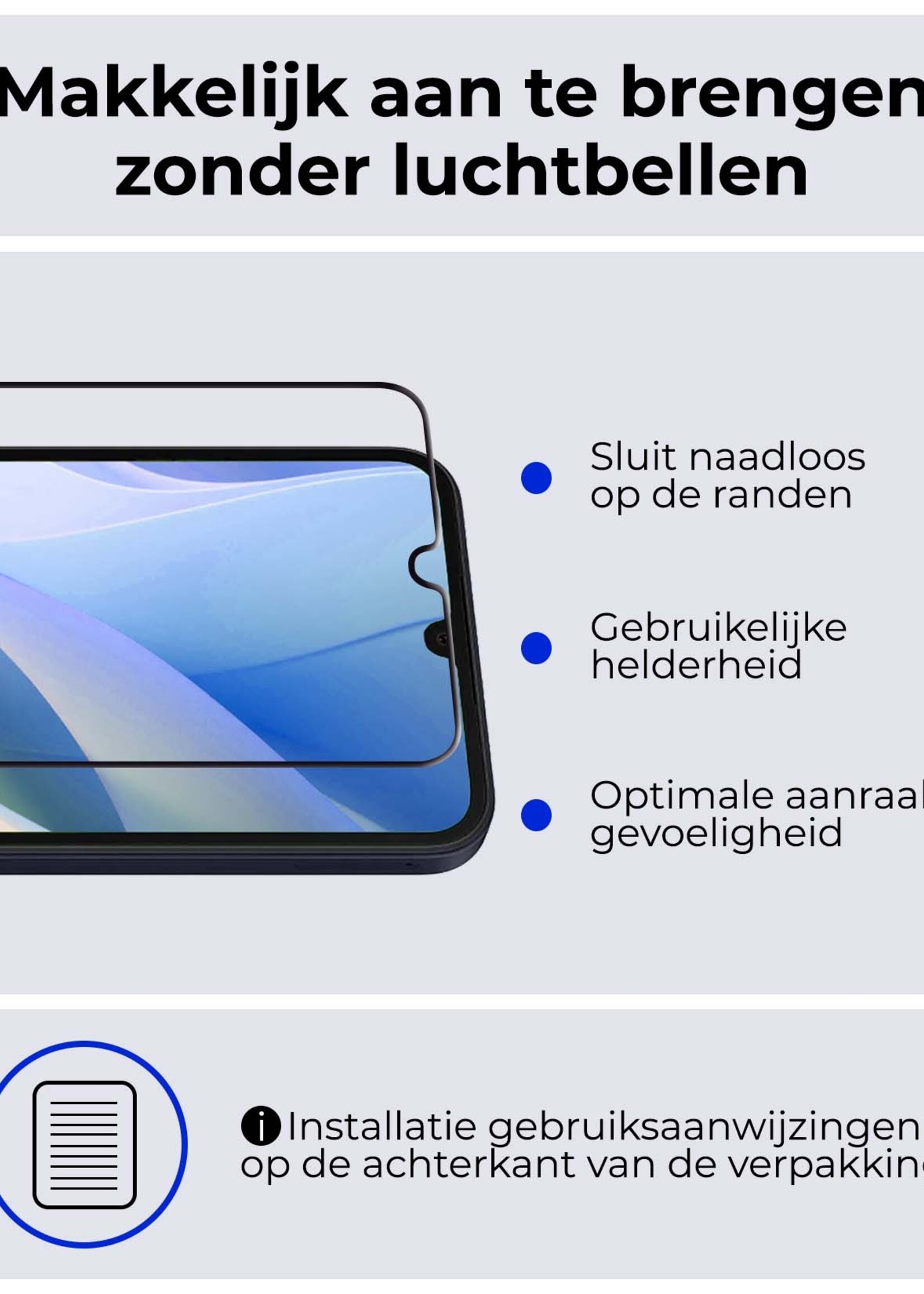 BTH Screenprotector Geschikt voor Samsung A15 Screenprotector Glas Gehard Tempered Glass Full Cover - Screenprotector Geschikt voor Samsung Galaxy A15 Screen Protector Screen Cover - 3 PACK