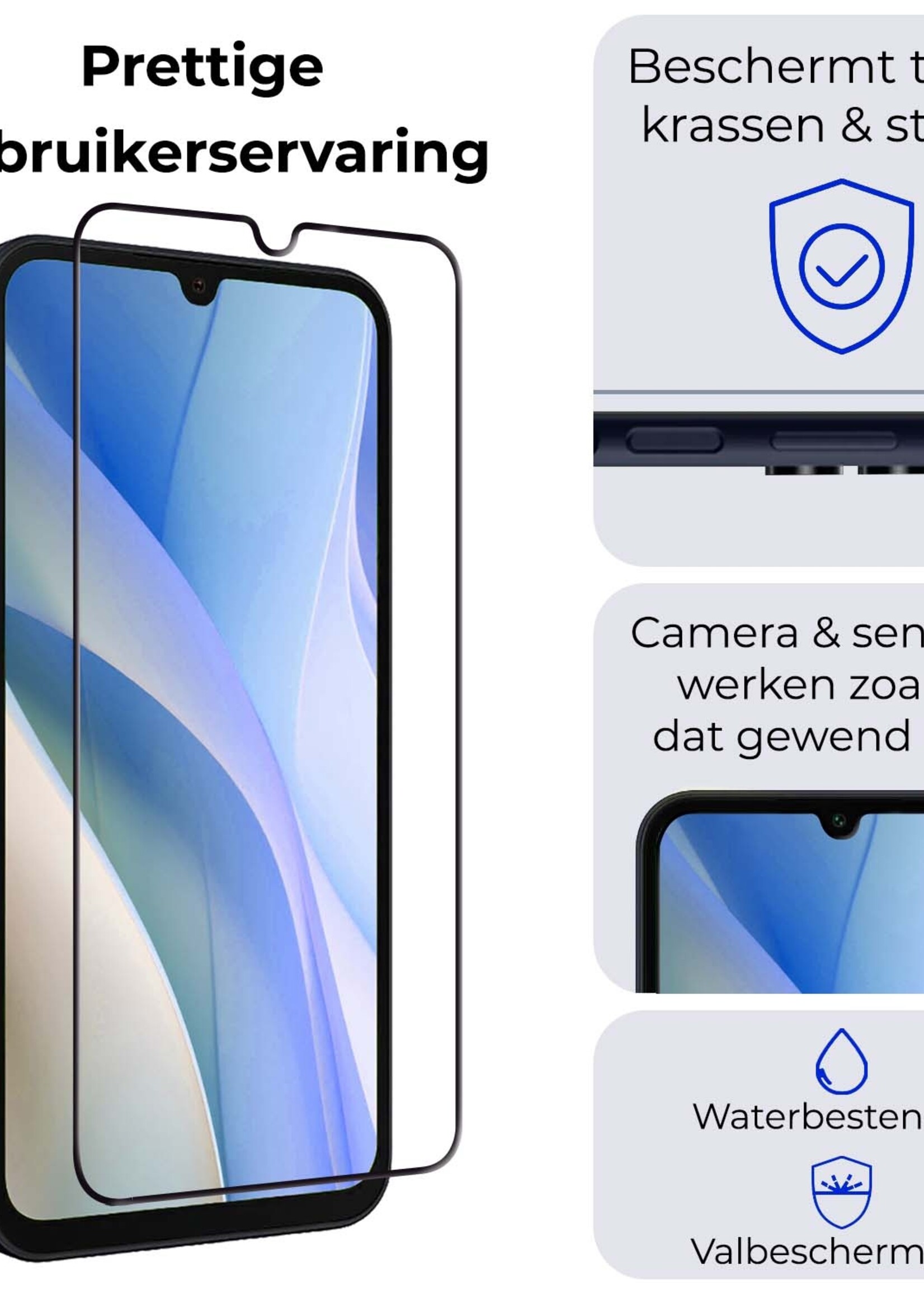 BTH Screenprotector Geschikt voor Samsung A15 Screenprotector Glas Gehard Tempered Glass Full Cover - Screenprotector Geschikt voor Samsung Galaxy A15 Screen Protector Screen Cover - 3 PACK