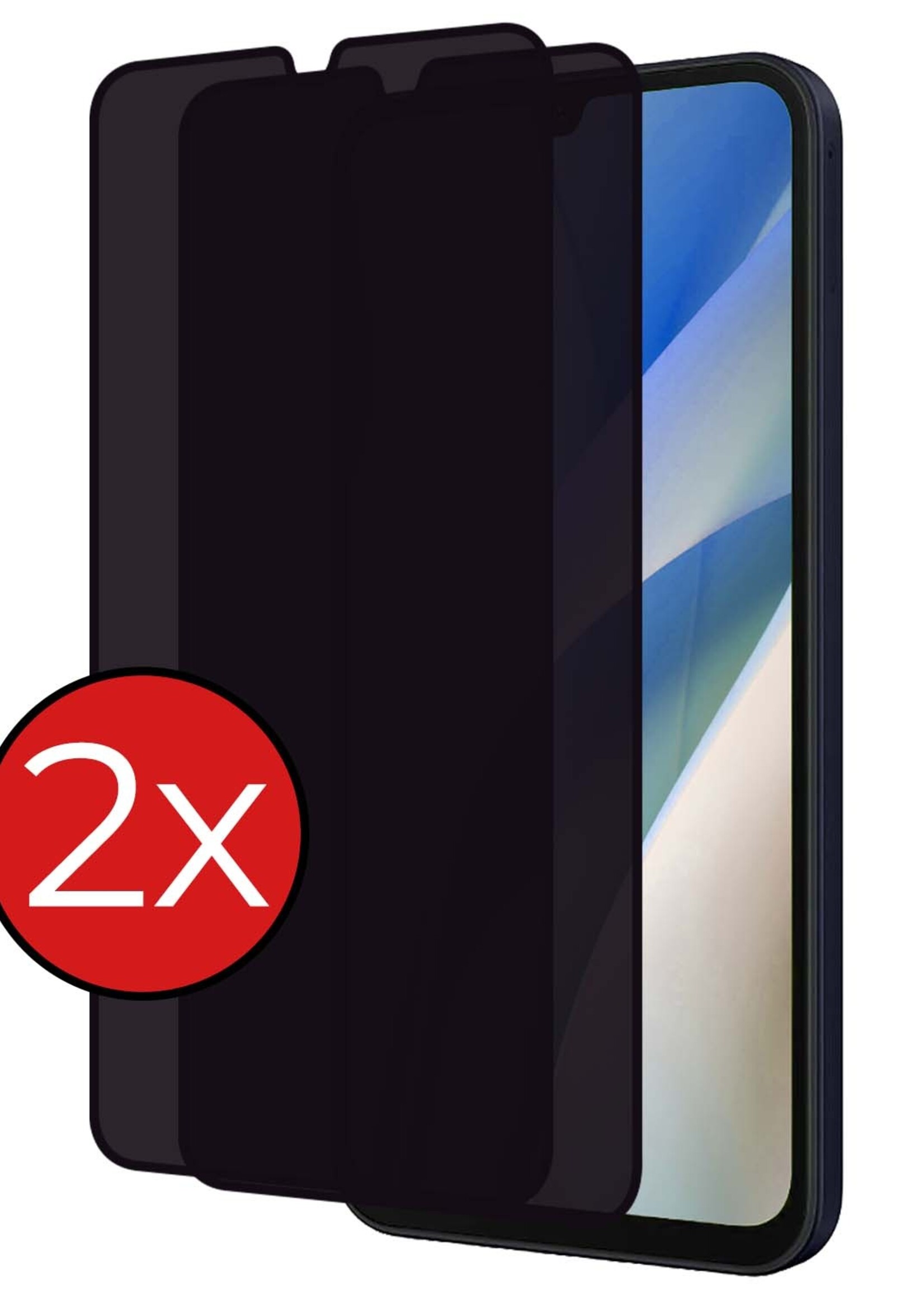 BTH Screenprotector Geschikt voor Samsung A15 Screenprotector Privacy Glas Gehard Full Cover - Screenprotector Geschikt voor Samsung Galaxy A15 Screenprotector Privacy Tempered Glass - 2 PACK
