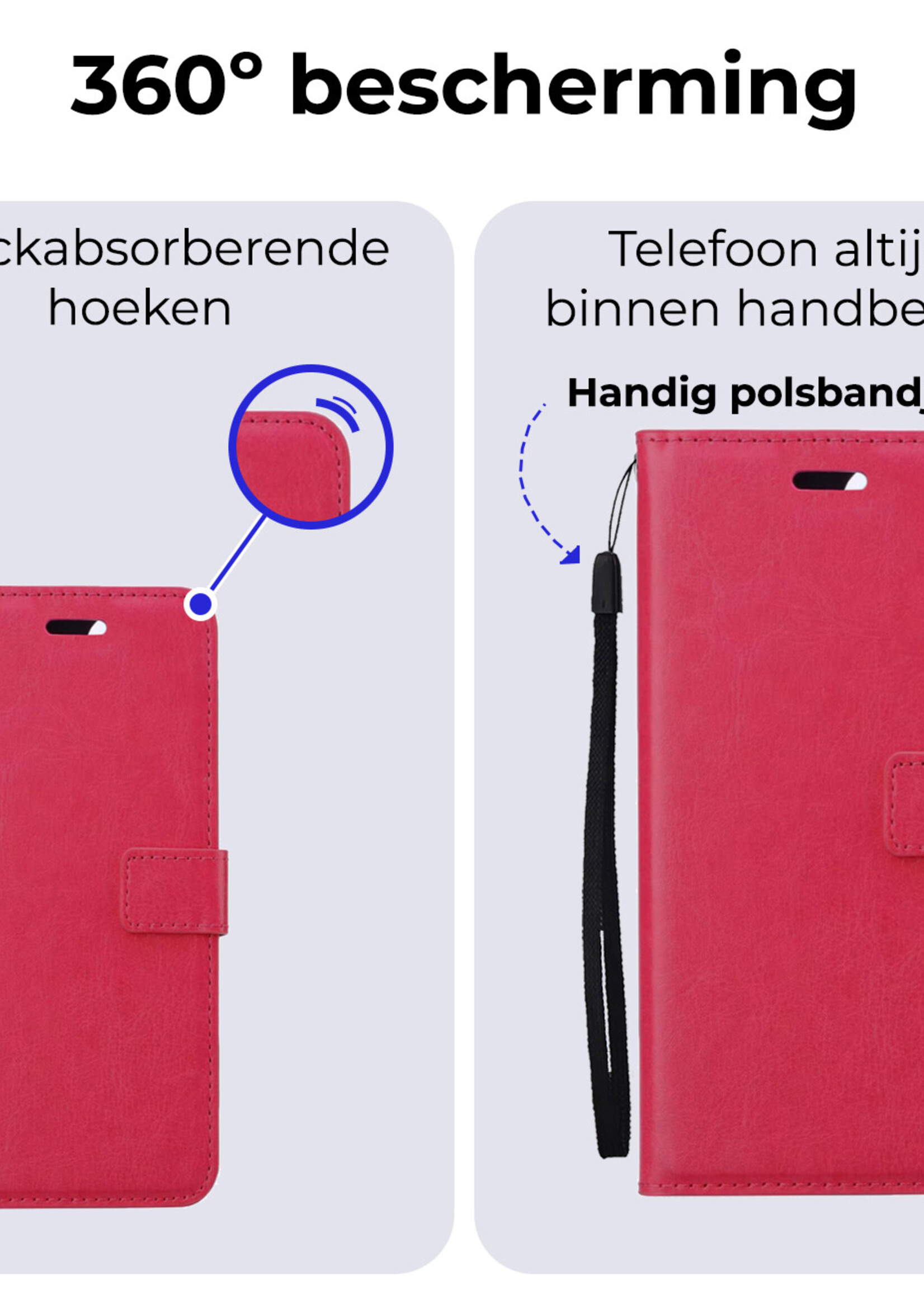 BTH Hoesje Geschikt voor Samsung A15 Hoesje Book Case Hoes Portemonnee Cover Walletcase - Hoes Geschikt voor Samsung Galaxy A15 Hoes Bookcase Hoesje - Donkerroze