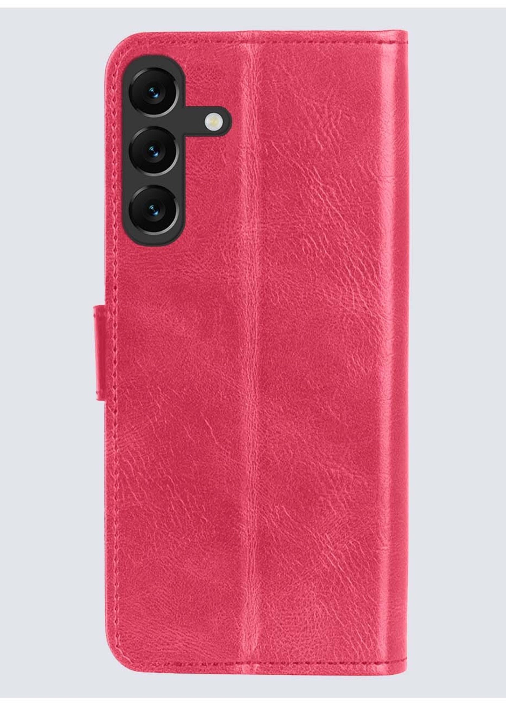BTH Hoesje Geschikt voor Samsung A15 Hoesje Book Case Hoes Portemonnee Cover Walletcase - Hoes Geschikt voor Samsung Galaxy A15 Hoes Bookcase Hoesje - Donkerroze