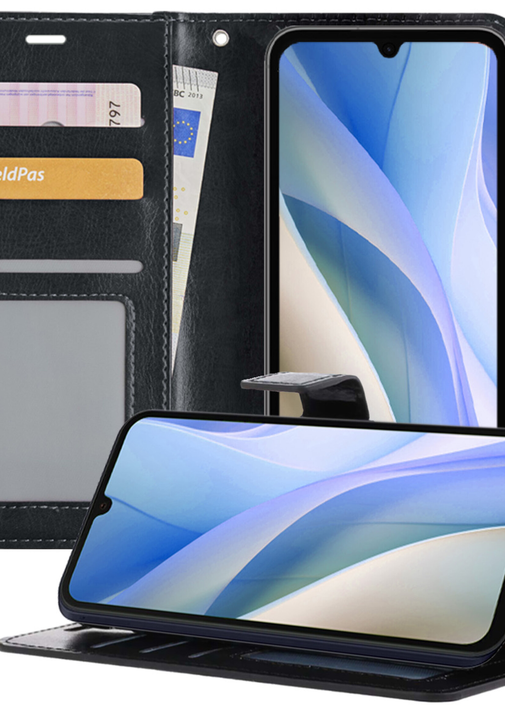 BTH Hoesje Geschikt voor Samsung A15 Hoesje Book Case Hoes Portemonnee Cover Walletcase - Hoes Geschikt voor Samsung Galaxy A15 Hoes Bookcase Hoesje - Zwart