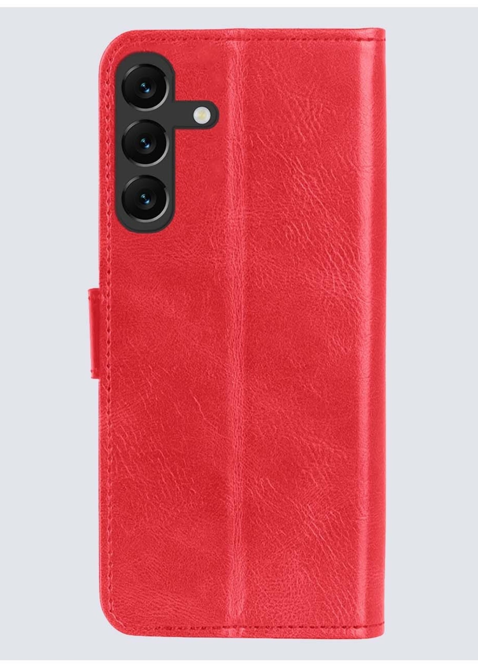 BTH Hoesje Geschikt voor Samsung A15 Hoesje Book Case Hoes Portemonnee Cover Walletcase Met Screenprotector - Hoes Geschikt voor Samsung Galaxy A15 Hoes Bookcase Hoesje - Rood