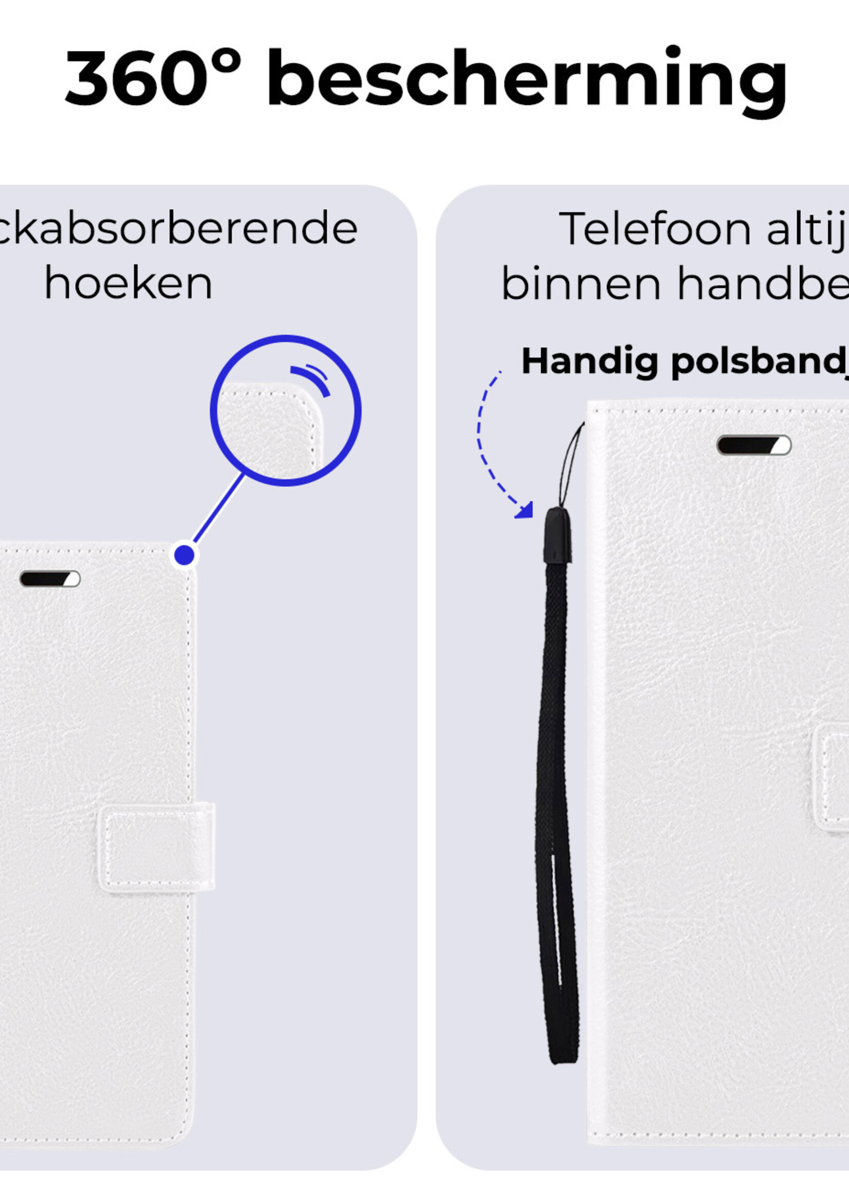BTH Hoesje Geschikt voor Samsung A15 Hoesje Book Case Hoes Portemonnee Cover Walletcase Met Screenprotector - Hoes Geschikt voor Samsung Galaxy A15 Hoes Bookcase Hoesje - Wit