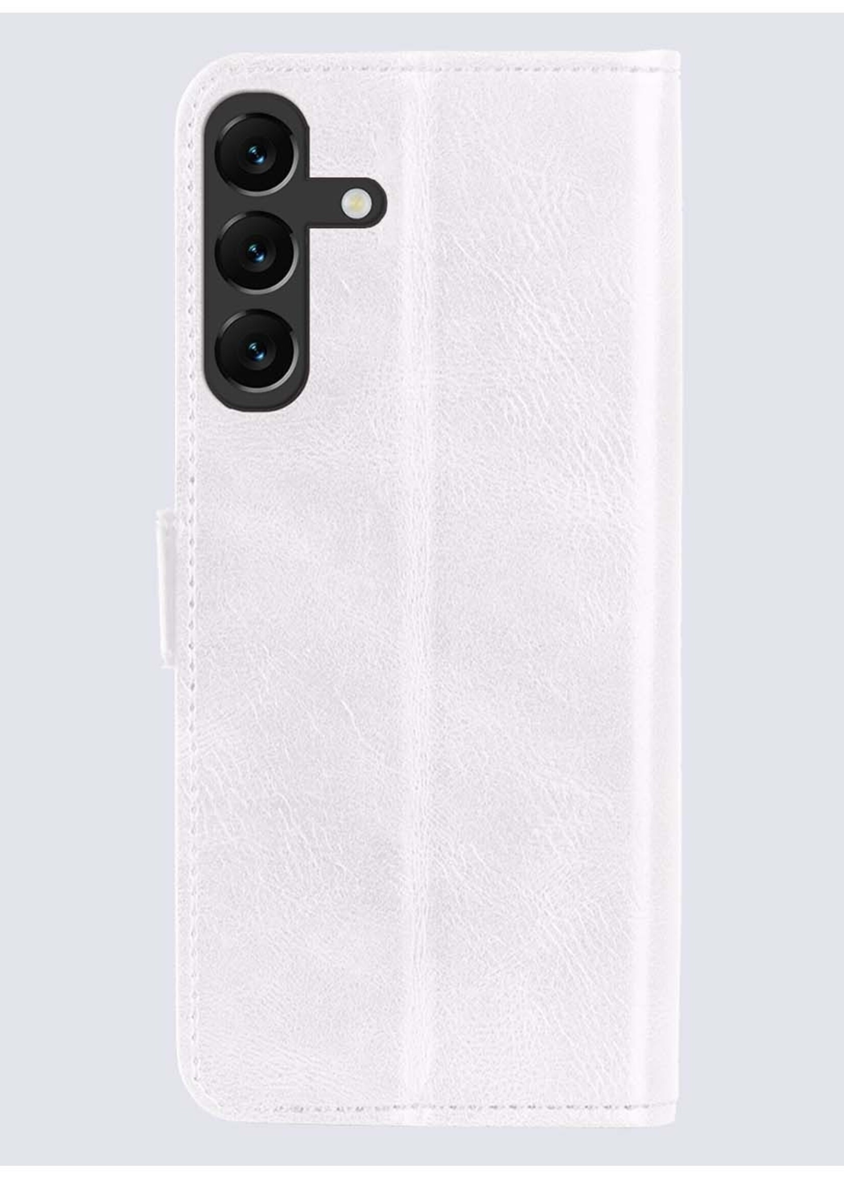 BTH Hoesje Geschikt voor Samsung A15 Hoesje Book Case Hoes Portemonnee Cover Walletcase Met 2x Screenprotector - Hoes Geschikt voor Samsung Galaxy A15 Hoes Bookcase Hoesje - Wit
