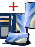 BTH BTH Samsung Galaxy A15 Hoesje Bookcase Met Screenprotector - Donkerblauw