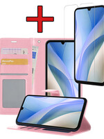 BTH BTH Samsung Galaxy A15 Hoesje Bookcase Met Screenprotector - Lichtroze