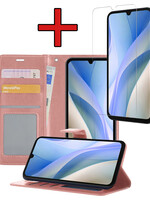 BTH BTH Samsung Galaxy A15 Hoesje Bookcase Met Screenprotector - Rose Goud