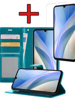 BTH BTH Samsung Galaxy A15 Hoesje Bookcase Met Screenprotector - Turquoise