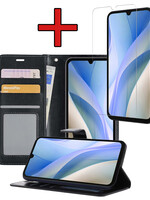 BTH BTH Samsung Galaxy A15 Hoesje Bookcase Met Screenprotector - Zwart