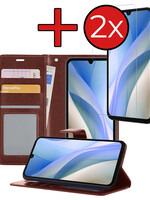 BTH BTH Samsung Galaxy A15 Hoesje Bookcase Met 2x Screenprotector - Bruin