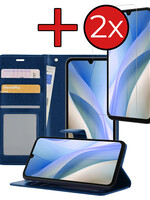 BTH BTH Samsung Galaxy A15 Hoesje Bookcase Met 2x Screenprotector - Donkerblauw
