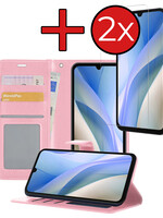 BTH BTH Samsung Galaxy A15 Hoesje Bookcase Met 2x Screenprotector - Lichtroze