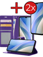 BTH BTH Samsung Galaxy A15 Hoesje Bookcase Met 2x Screenprotector - Paars