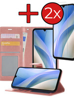 BTH BTH Samsung Galaxy A15 Hoesje Bookcase Met 2x Screenprotector - Rose Goud
