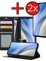 BTH BTH Samsung Galaxy A15 Hoesje Bookcase Met 2x Screenprotector - Zwart