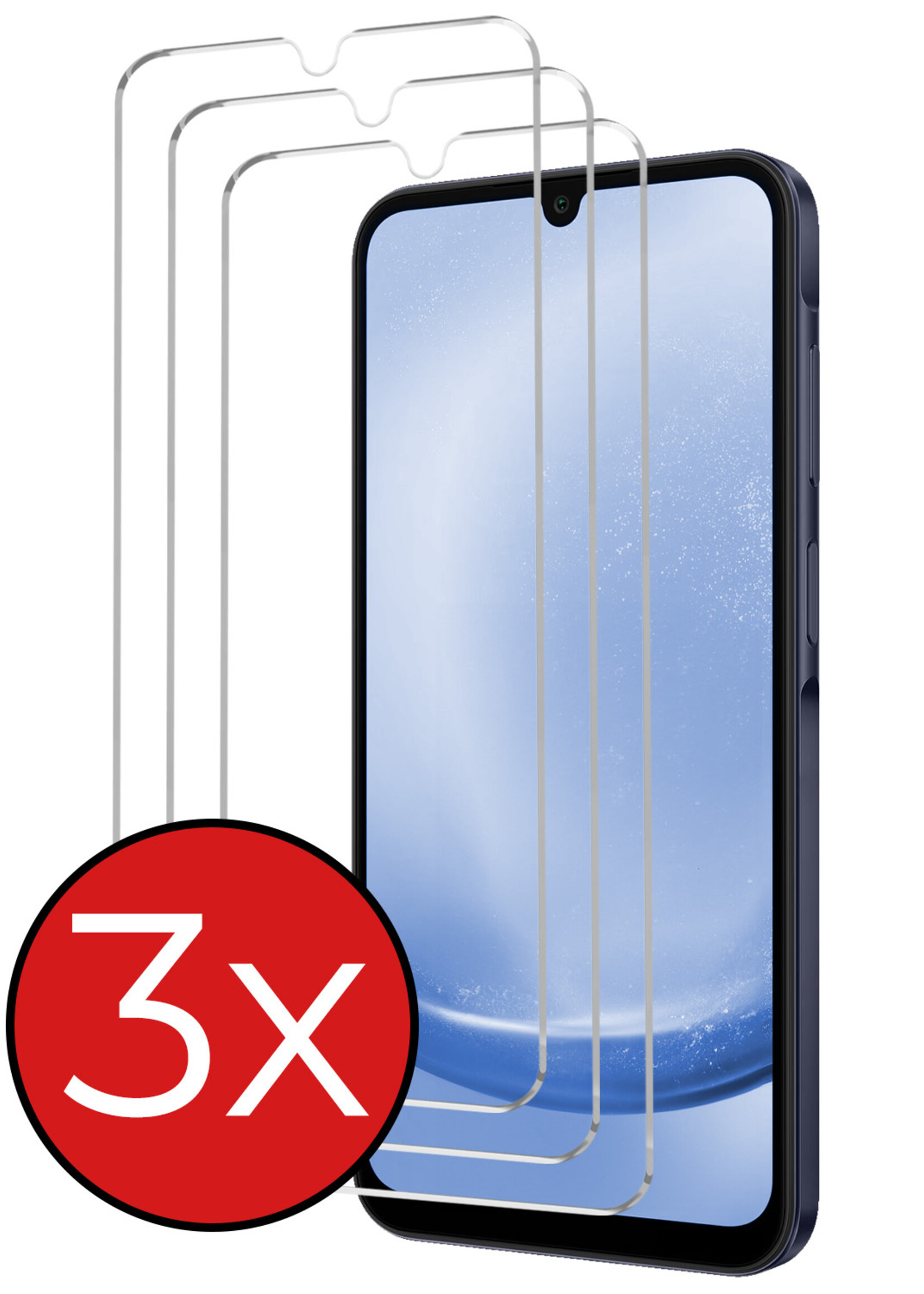BTH Screenprotector Geschikt voor Samsung A25 Screenprotector Glas Gehard Tempered Glass - Screenprotector Geschikt voor Samsung Galaxy A25 Screen Protector Screen Cover - 3 PACK