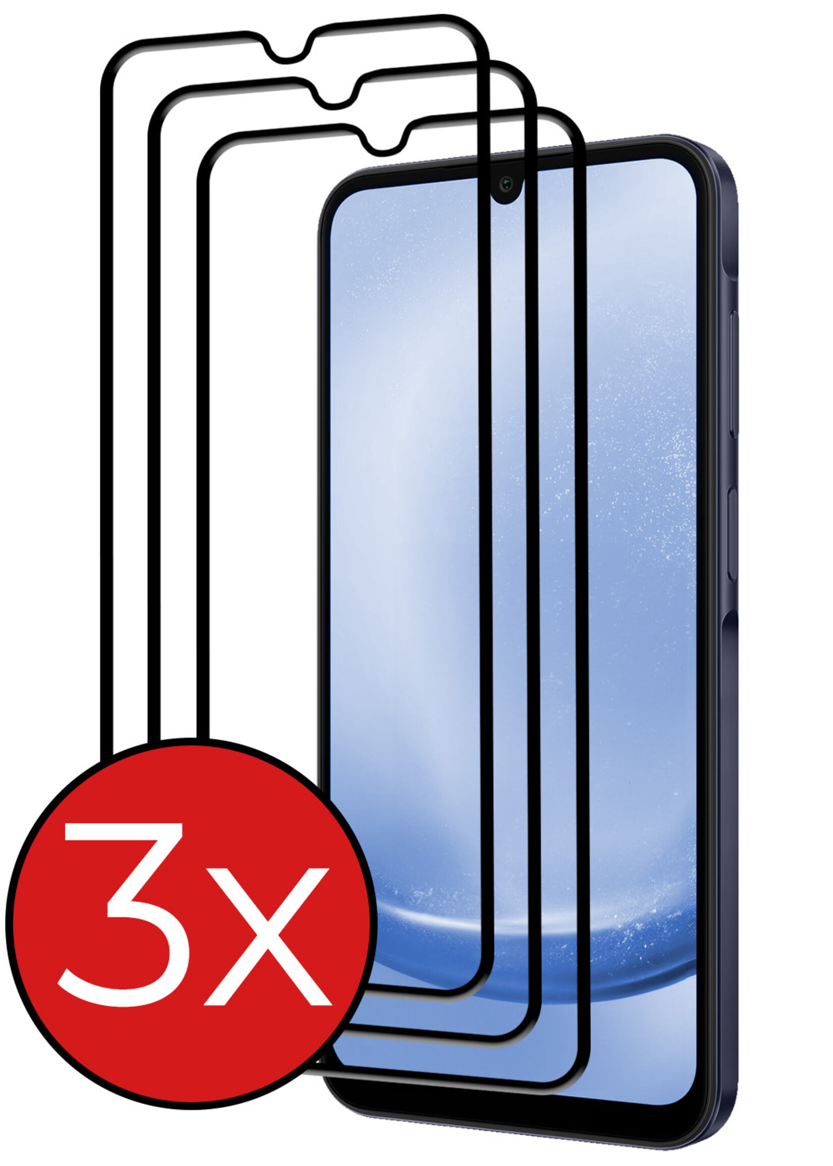 BTH Screenprotector Geschikt voor Samsung A25 Screenprotector Glas Gehard Tempered Glass Full Cover - Screenprotector Geschikt voor Samsung Galaxy A25 Screen Protector Screen Cover - 3 PACK
