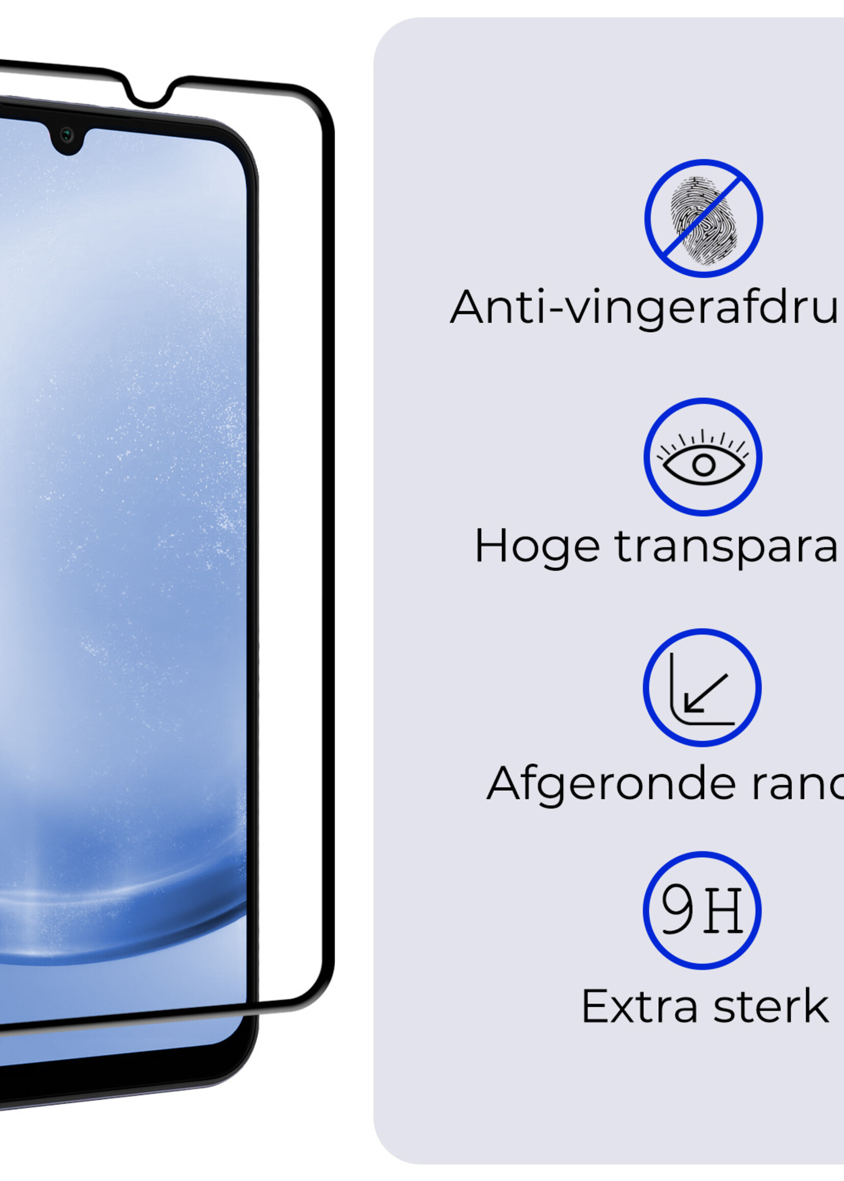 BTH Screenprotector Geschikt voor Samsung A25 Screenprotector Glas Gehard Tempered Glass Full Cover - Screenprotector Geschikt voor Samsung Galaxy A25 Screen Protector Screen Cover - 3 PACK