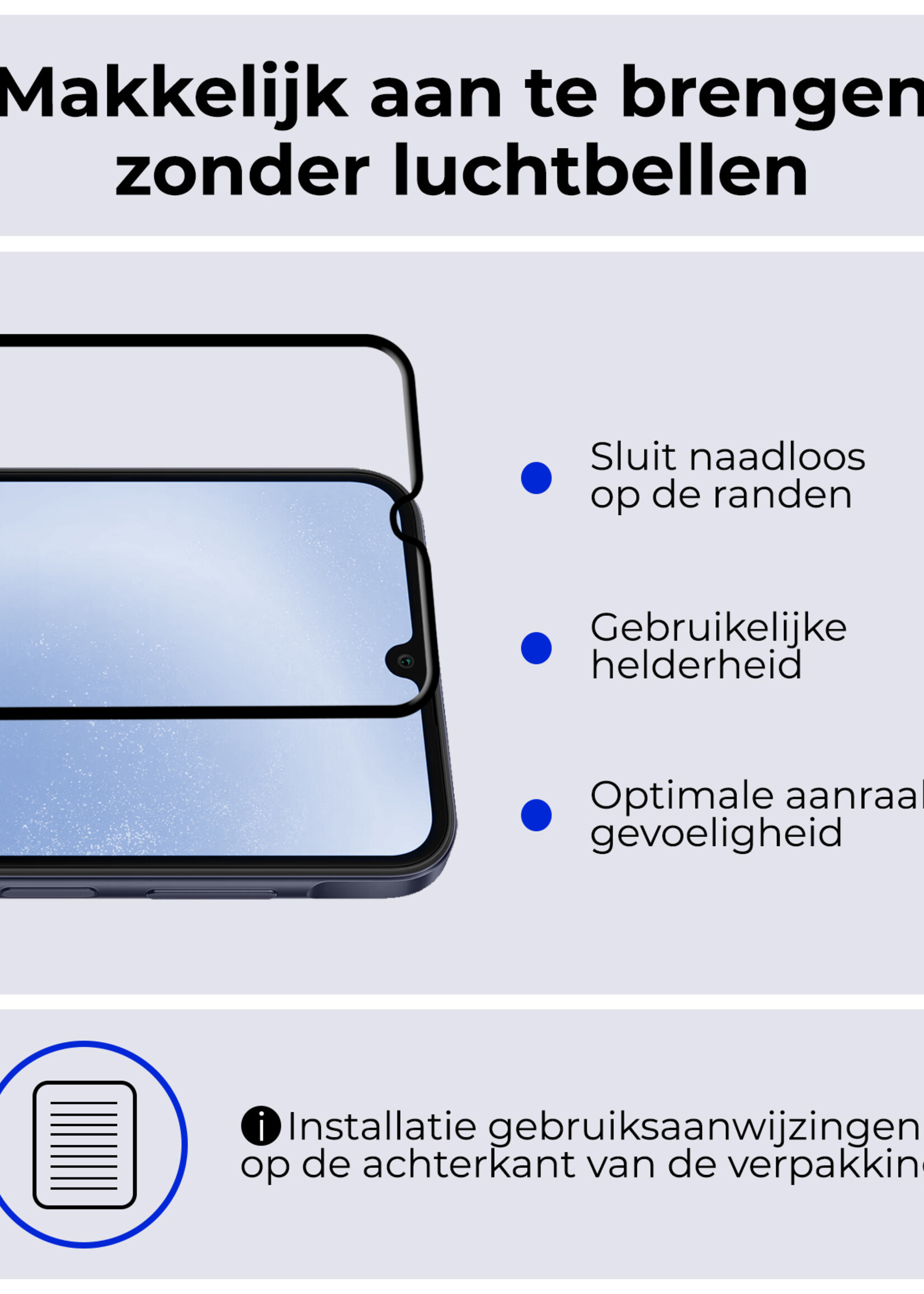 BTH Screenprotector Geschikt voor Samsung A25 Screenprotector Glas Gehard Tempered Glass Full Cover - Screenprotector Geschikt voor Samsung Galaxy A25 Screen Protector Screen Cover - 3 PACK