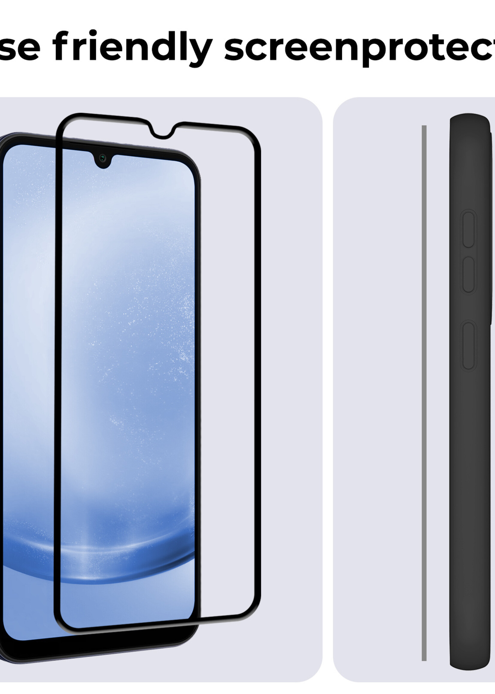 BTH Screenprotector Geschikt voor Samsung A25 Screenprotector Glas Gehard Tempered Glass Full Cover - Screenprotector Geschikt voor Samsung Galaxy A25 Screen Protector Screen Cover - 3 PACK