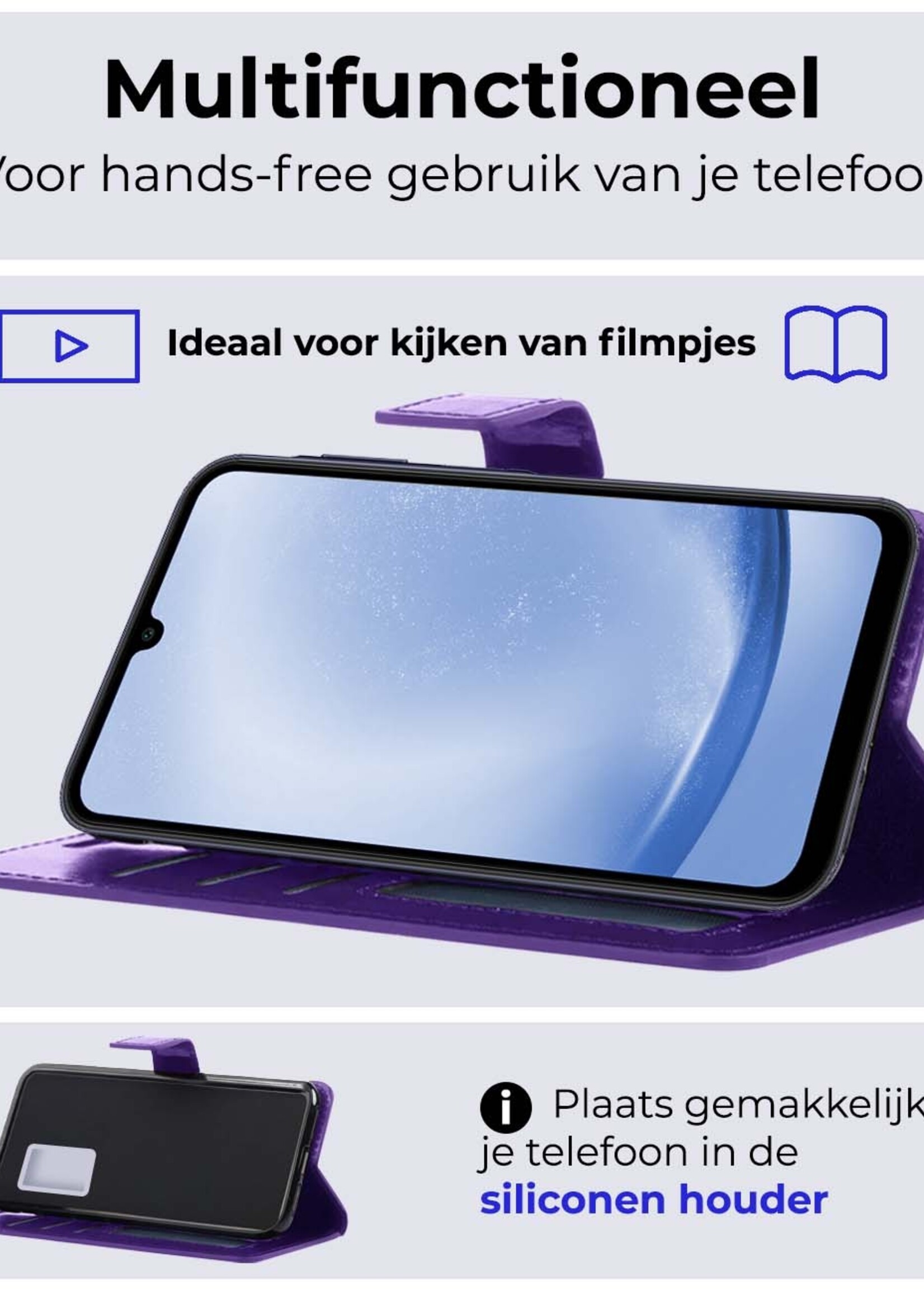 BTH Hoesje Geschikt voor Samsung A25 Hoesje Book Case Hoes Portemonnee Cover Walletcase - Hoes Geschikt voor Samsung Galaxy A25 Hoes Bookcase Hoesje - Paars