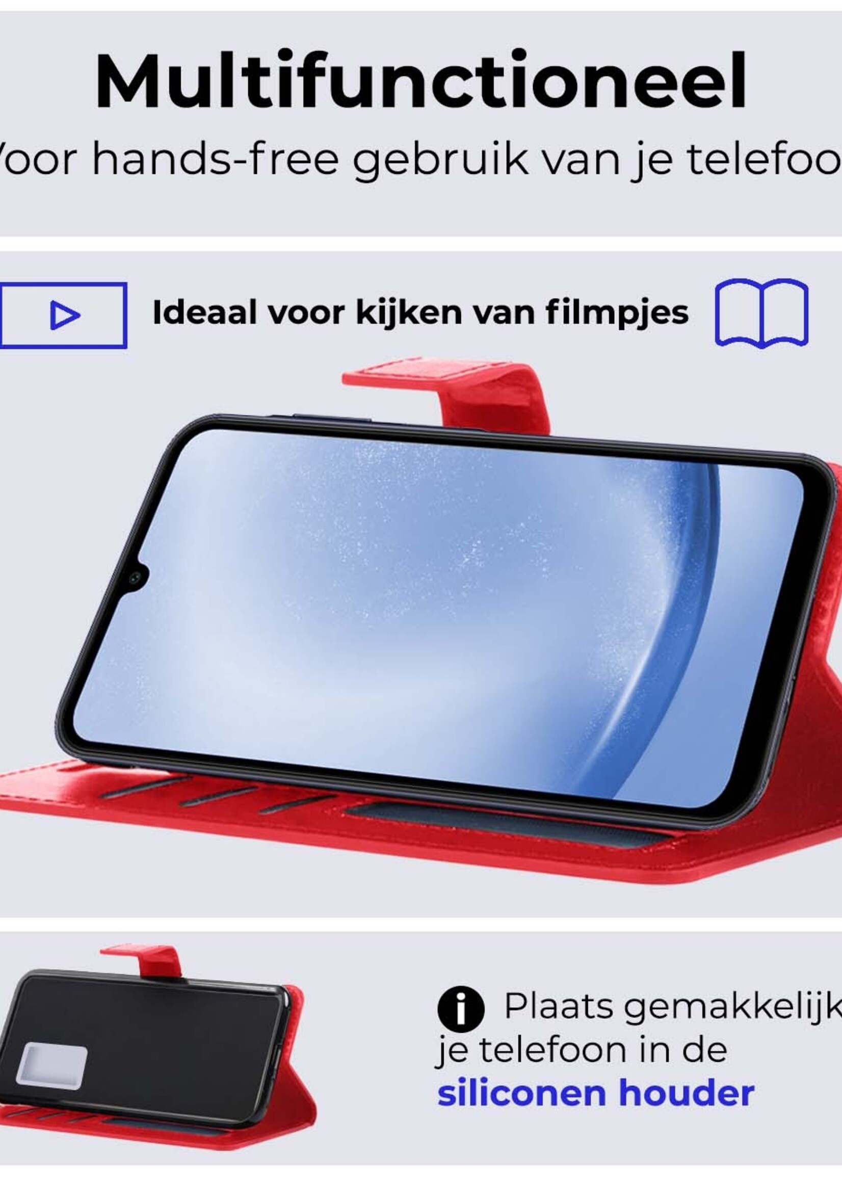 BTH Hoesje Geschikt voor Samsung A25 Hoesje Book Case Hoes Portemonnee Cover Walletcase - Hoes Geschikt voor Samsung Galaxy A25 Hoes Bookcase Hoesje - Rood