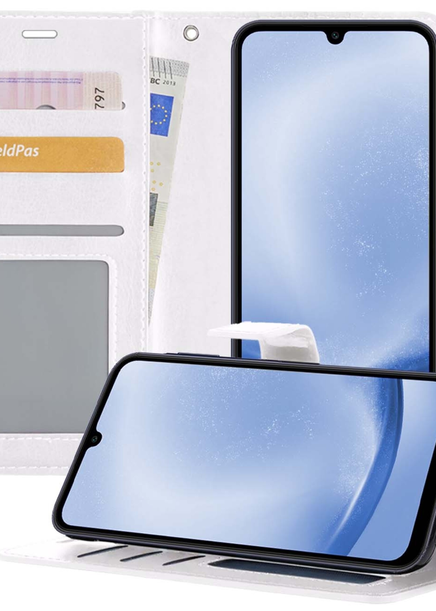BTH Hoesje Geschikt voor Samsung A25 Hoesje Book Case Hoes Portemonnee Cover Walletcase - Hoes Geschikt voor Samsung Galaxy A25 Hoes Bookcase Hoesje - Wit