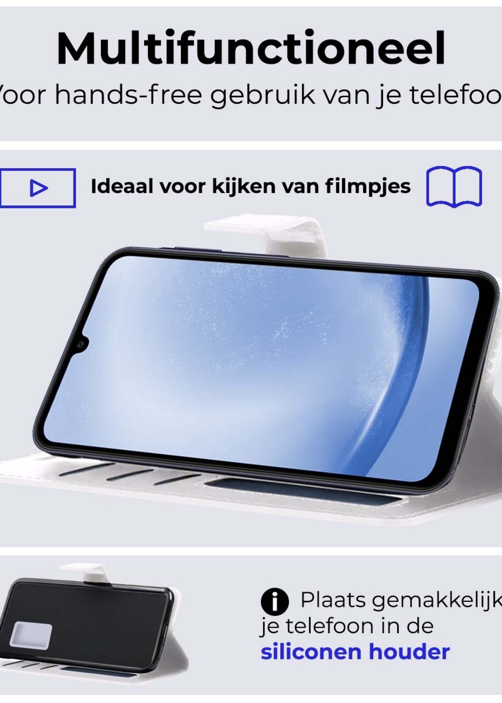 BTH Hoesje Geschikt voor Samsung A25 Hoesje Book Case Hoes Portemonnee Cover Walletcase - Hoes Geschikt voor Samsung Galaxy A25 Hoes Bookcase Hoesje - Wit