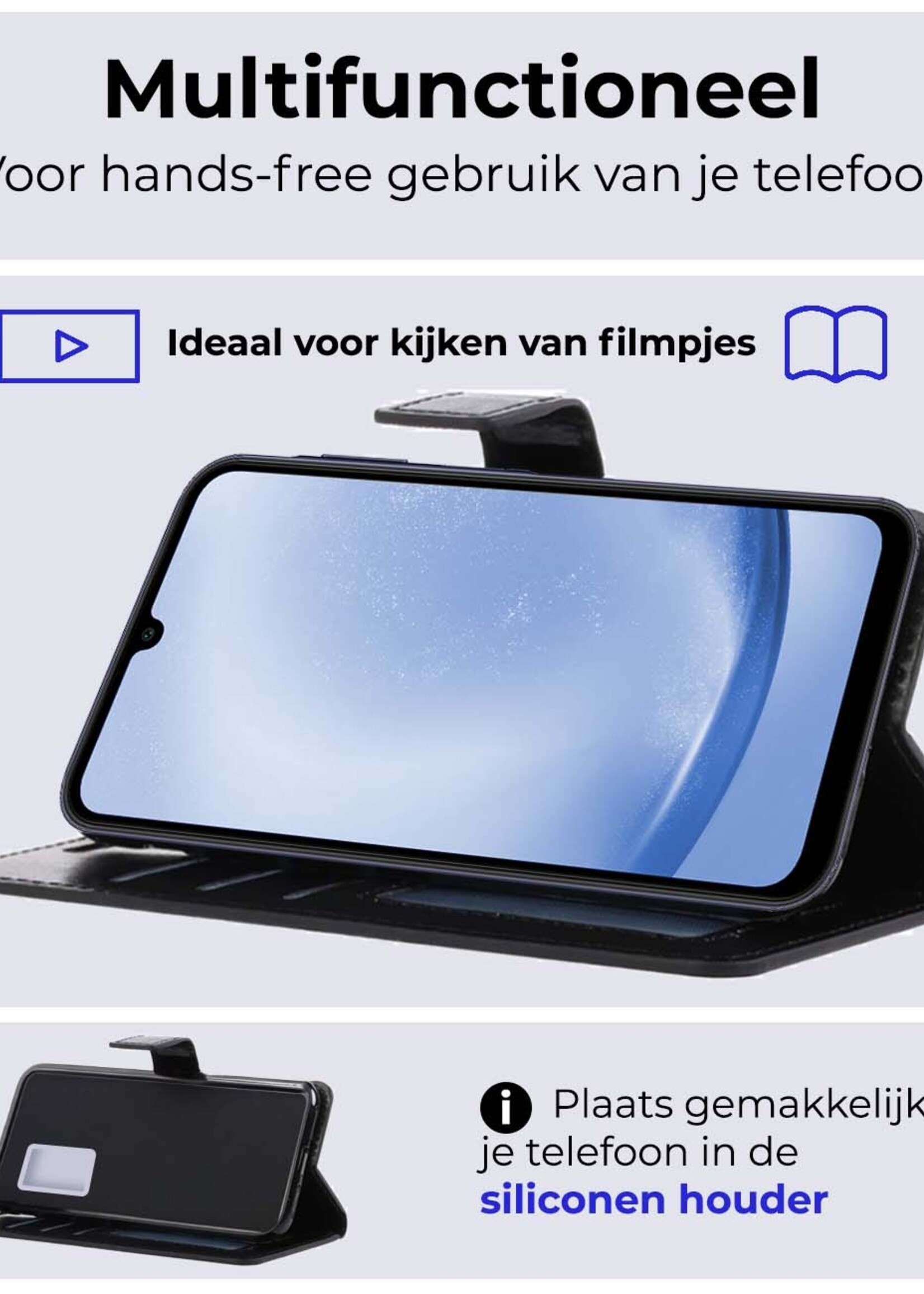 BTH Hoesje Geschikt voor Samsung A25 Hoesje Book Case Hoes Portemonnee Cover Walletcase - Hoes Geschikt voor Samsung Galaxy A25 Hoes Bookcase Hoesje - Zwart