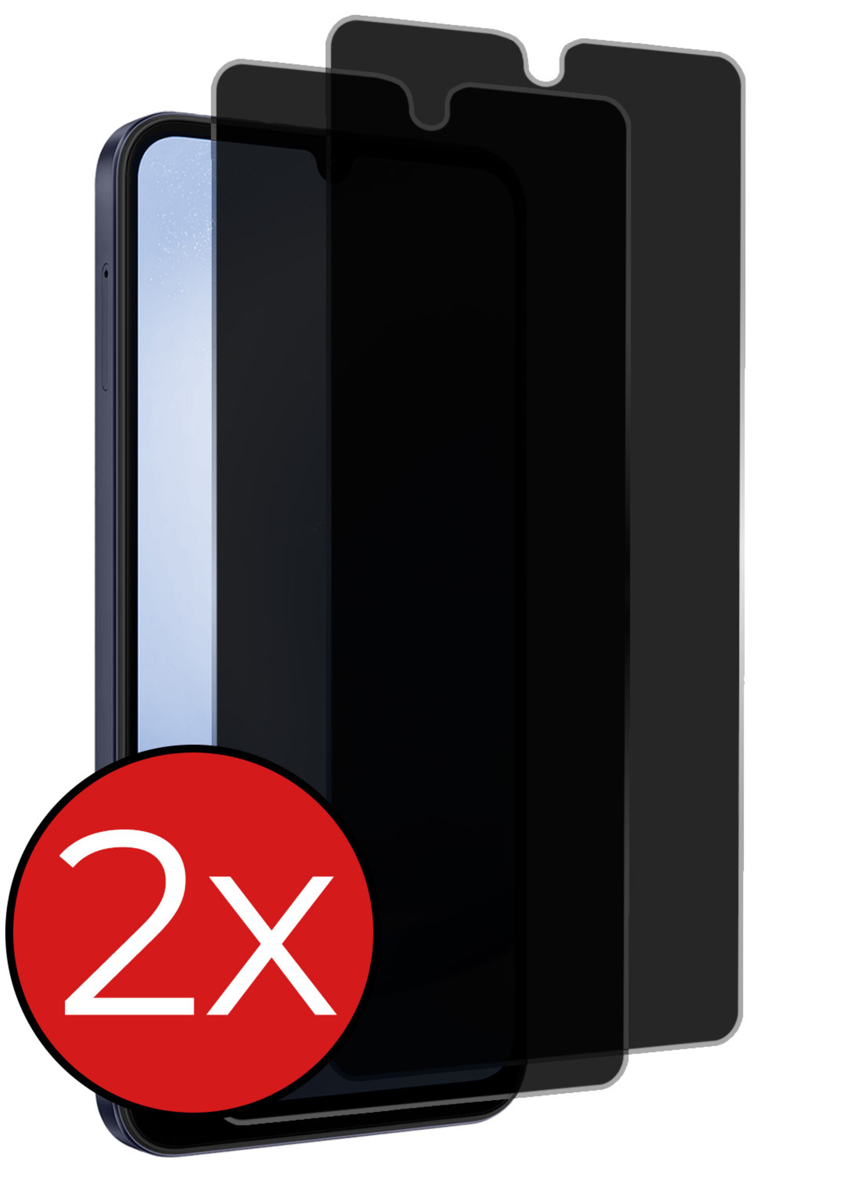 BTH Screenprotector Geschikt voor Samsung A25 Screenprotector Privacy Glas Gehard Full Cover - Screenprotector Geschikt voor Samsung Galaxy A25 Screenprotector Privacy Tempered Glass - 2 PACK