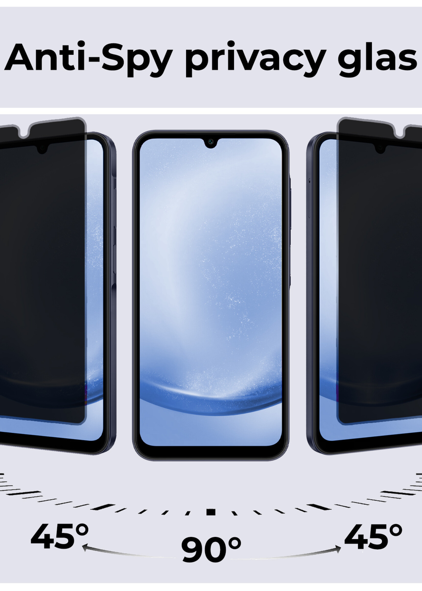 BTH Screenprotector Geschikt voor Samsung A25 Screenprotector Privacy Glas Gehard Full Cover - Screenprotector Geschikt voor Samsung Galaxy A25 Screenprotector Privacy Tempered Glass - 2 PACK