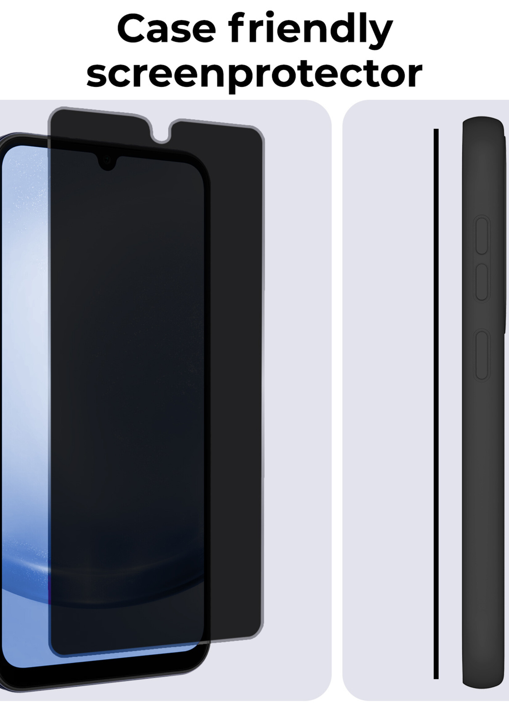 BTH Screenprotector Geschikt voor Samsung A25 Screenprotector Privacy Glas Gehard Full Cover - Screenprotector Geschikt voor Samsung Galaxy A25 Screenprotector Privacy Tempered Glass - 2 PACK