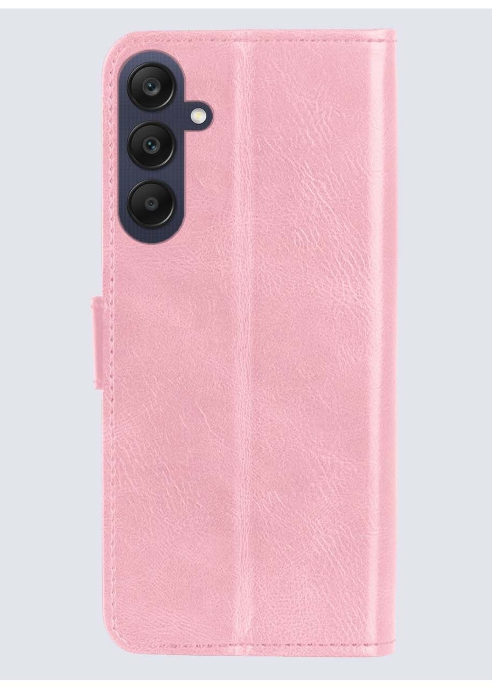 BTH Hoesje Geschikt voor Samsung A25 Hoesje Book Case Hoes Portemonnee Cover Walletcase Met Screenprotector - Hoes Geschikt voor Samsung Galaxy A25 Hoes Bookcase Hoesje - Lichtroze