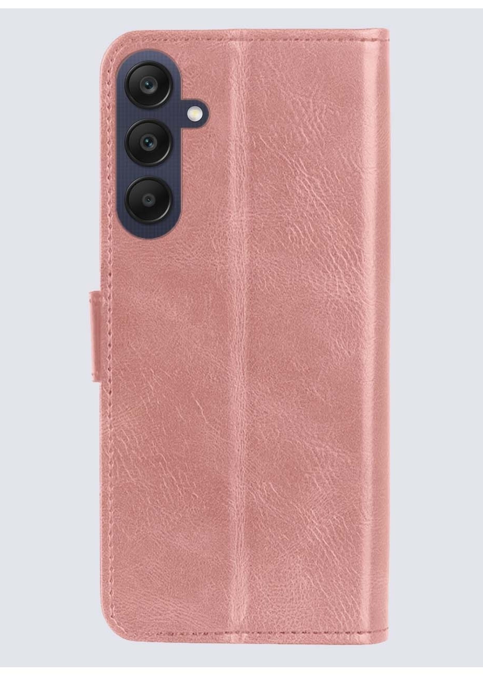 BTH Hoesje Geschikt voor Samsung A25 Hoesje Book Case Hoes Portemonnee Cover Walletcase Met Screenprotector - Hoes Geschikt voor Samsung Galaxy A25 Hoes Bookcase Hoesje - Rosé goud