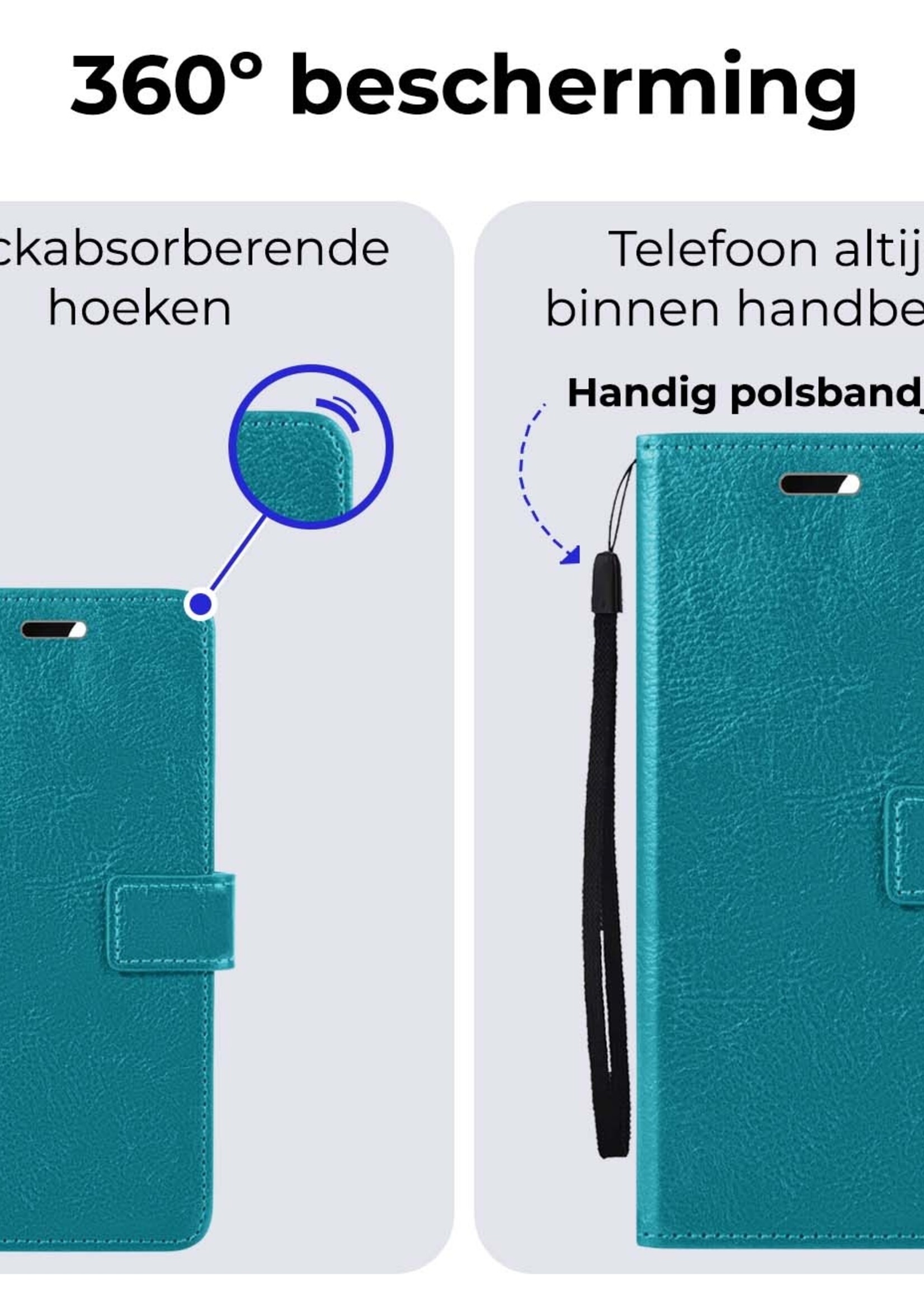 BTH Hoesje Geschikt voor Samsung A25 Hoesje Book Case Hoes Portemonnee Cover Walletcase Met Screenprotector - Hoes Geschikt voor Samsung Galaxy A25 Hoes Bookcase Hoesje - Turquoise