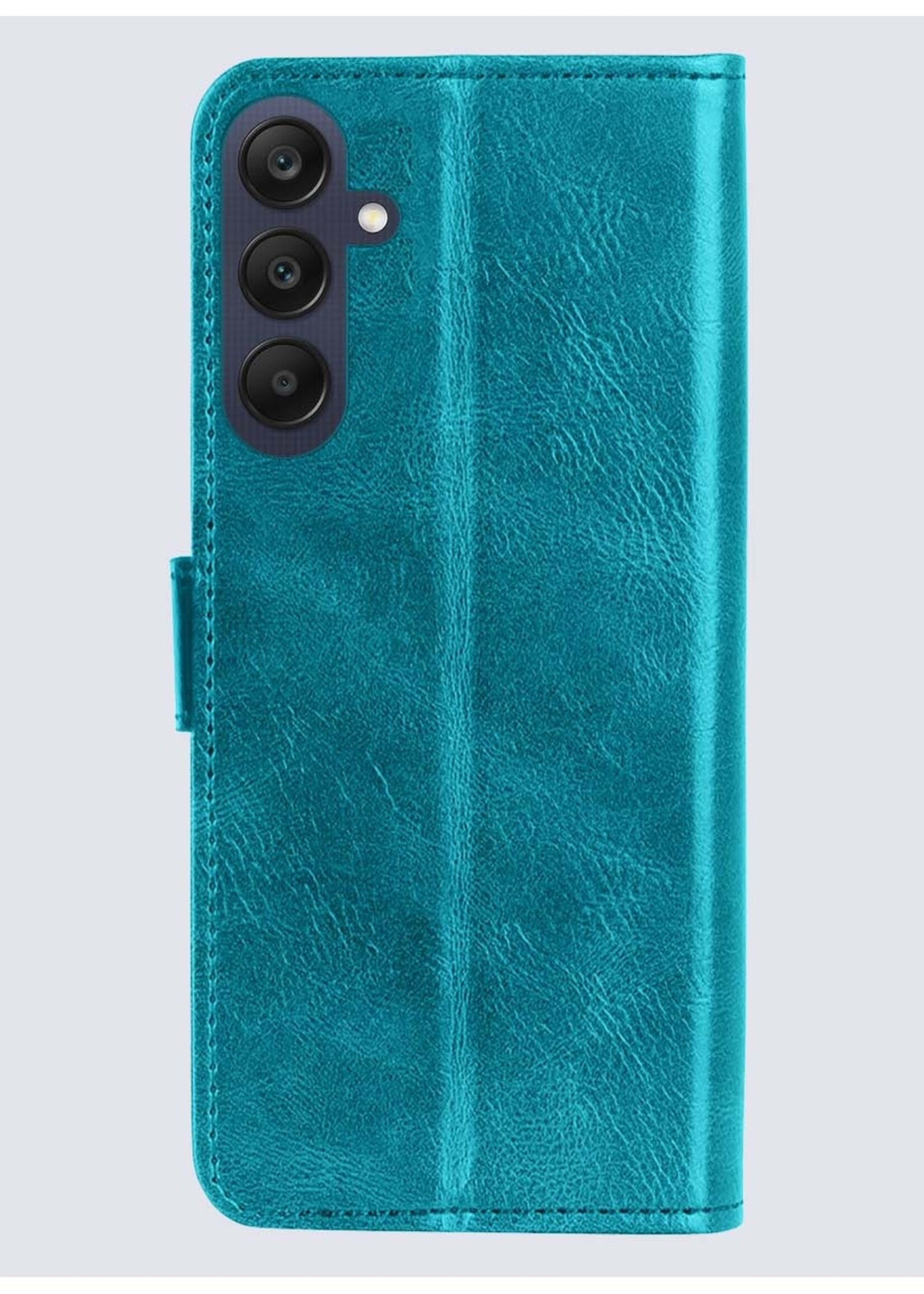 BTH Hoesje Geschikt voor Samsung A25 Hoesje Book Case Hoes Portemonnee Cover Walletcase Met Screenprotector - Hoes Geschikt voor Samsung Galaxy A25 Hoes Bookcase Hoesje - Turquoise