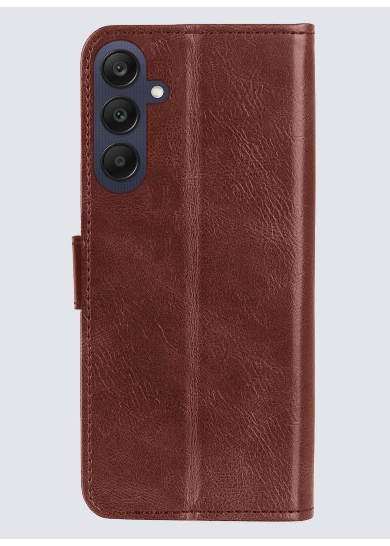 BTH Hoesje Geschikt voor Samsung A25 Hoesje Book Case Hoes Portemonnee Cover Walletcase Met 2x Screenprotector - Hoes Geschikt voor Samsung Galaxy A25 Hoes Bookcase Hoesje - Bruin