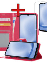 BTH BTH Samsung Galaxy A25 Hoesje Bookcase Met Screenprotector - Donkerroze
