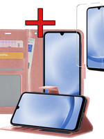 BTH BTH Samsung Galaxy A25 Hoesje Bookcase Met Screenprotector - Rose Goud