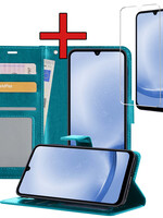 BTH BTH Samsung Galaxy A25 Hoesje Bookcase Met Screenprotector - Turquoise