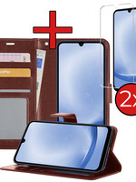 BTH BTH Samsung Galaxy A25 Hoesje Bookcase Met 2x Screenprotector - Bruin
