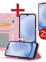 BTH BTH Samsung Galaxy A25 Hoesje Bookcase Met 2x Screenprotector - Lichtroze