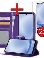 BTH BTH Samsung Galaxy A25 Hoesje Bookcase Met 2x Screenprotector - Paars