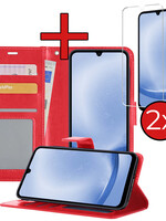 BTH BTH Samsung Galaxy A25 Hoesje Bookcase Met 2x Screenprotector - Rood