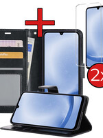 BTH BTH Samsung Galaxy A25 Hoesje Bookcase Met 2x Screenprotector - Zwart